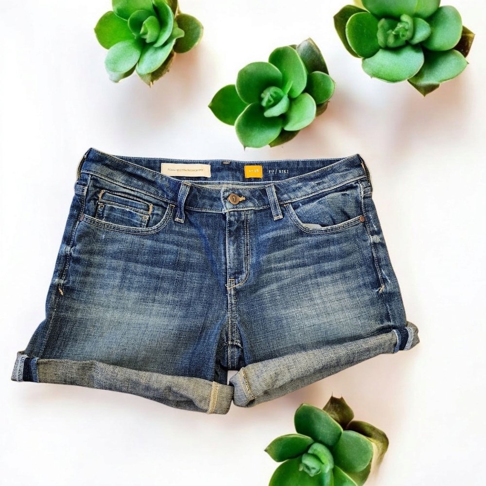 Anthro Pilcro & The Letterpress Cuff Denim Shorts Women’s Sz 28